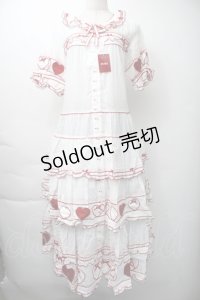 PINK HOUSE / 関西限定ハートパッチワークワンピース  白ｘ赤 S-25-11-16-040-LO-OP-AS-ZS