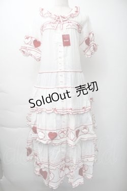 画像1: PINK HOUSE / 関西限定ハートパッチワークワンピース  白ｘ赤 S-25-11-16-040-LO-OP-AS-ZS
