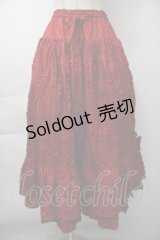PINK HOUSE / フリルいっぱいローンスカート  赤 S-25-11-16-045-LO-SK-AS-ZS