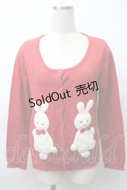 画像1: PINK HOUSE / うさぎカーディガン  赤 S-25-11-16-008-LO-TO-AS-ZS
