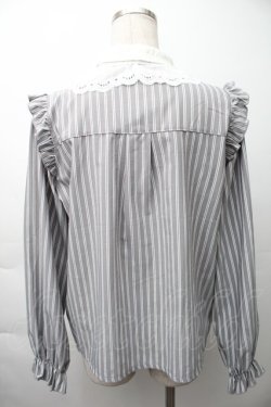 画像2: axes femme POETIQUE / レース襟ストライプブラウス  グレー S-25-11-16-011-AX-BL-HR-ZS