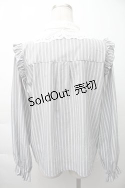 画像2: axes femme POETIQUE / レース襟ストライプブラウス  グレー S-25-11-16-011-AX-BL-HR-ZS