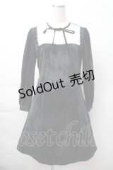 axes femme POETIQUE / レースブロッキングベロアワンピース  黒 S-25-11-16-017-AX-OP-AS-ZS