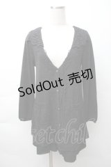 axes femme / レース襟付ロングカーディガン  黒 S-25-11-16-019-AX-BL-HR-ZS