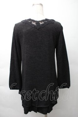 画像2: axes femme / レース襟付ロングカーディガン  黒 S-25-11-16-019-AX-BL-HR-ZS