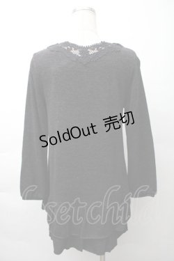 画像2: axes femme / レース襟付ロングカーディガン  黒 S-25-11-16-019-AX-BL-HR-ZS