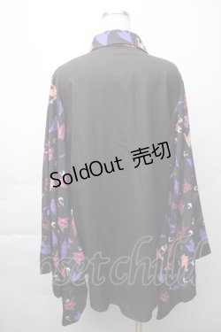 画像2: NieR Clothing / 着物風袖ブロッキングシャツ【折鶴】  黒 S-25-11-16-020-PU-BL-HR-ZS