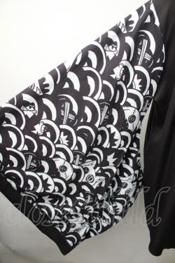 画像3: NieR Clothing / 着物風袖ブロッキングシャツ【青海波】  黒ｘ白 S-25-11-16-021-PU-BL-HR-ZS