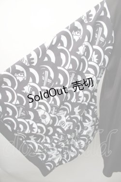 画像3: NieR Clothing / 着物風袖ブロッキングシャツ【青海波】  黒ｘ白 S-25-11-16-021-PU-BL-HR-ZS