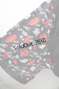 画像3: NieR Clothing / 着物風袖ブロッキングシャツ【和傘】  黒ｘ赤 S-25-11-16-022-PU-BL-HR-ZS