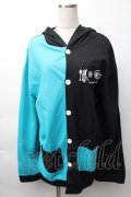 NieR Clothing / バイカラーカーディガン【フロントボタン】  ブルーｘ黒 S-25-11-16-023-PU-TO-HR-ZS