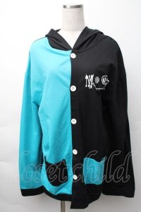 NieR Clothing / バイカラーカーディガン【フロントボタン】  ブルーｘ黒 S-25-11-16-023-PU-TO-HR-ZS