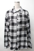 NieR Clothing / 刺繍チェックシャツ  黒ｘ白 S-25-11-16-024-PU-BL-HR-ZS