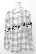 NieR Clothing / 刺繍チェックシャツ  黒ｘ白 S-25-11-16-024-PU-BL-HR-ZS