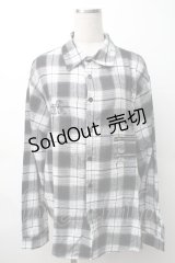 NieR Clothing / 刺繍チェックシャツ  黒ｘ白 S-25-11-16-024-PU-BL-HR-ZS
