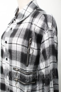 画像3: NieR Clothing / 刺繍チェックシャツ  黒ｘ白 S-25-11-16-024-PU-BL-HR-ZS