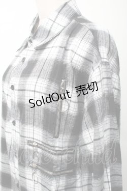 画像3: NieR Clothing / 刺繍チェックシャツ  黒ｘ白 S-25-11-16-024-PU-BL-HR-ZS