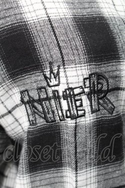 画像4: NieR Clothing / 刺繍チェックシャツ  黒ｘ白 S-25-11-16-024-PU-BL-HR-ZS