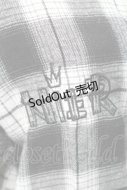 画像4: NieR Clothing / 刺繍チェックシャツ  黒ｘ白 S-25-11-16-024-PU-BL-HR-ZS