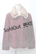 axes femme / ファー衿ショートコート  ワイン S-25-11-16-025-AX-CO-AS-ZI
