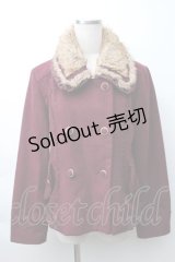 axes femme / ファー衿ショートコート  ワイン S-25-11-16-025-AX-CO-AS-ZI