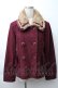 画像1: axes femme / ファー衿ショートコート  ワイン S-25-11-16-025-AX-CO-AS-ZS (1)