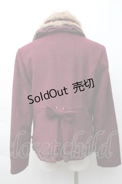 画像2: axes femme / ファー衿ショートコート  ワイン S-25-11-16-025-AX-CO-AS-ZI