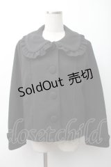 axes femme kawaii / フリルカラーショートコート  黒 S-25-11-16-027-AX-CO-HR-ZS