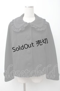 axes femme kawaii / フリルカラーショートコート  黒 S-25-11-16-027-AX-CO-HR-ZS