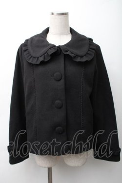 画像1: axes femme kawaii / フリルカラーショートコート  黒 S-25-11-16-027-AX-CO-HR-ZS