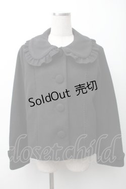 画像1: axes femme kawaii / フリルカラーショートコート  黒 S-25-11-16-027-AX-CO-HR-ZS