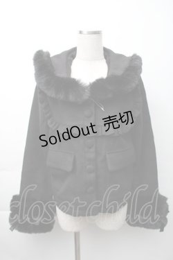 画像1: MA*RS / サイド編み下げ&ファースクエア衿ショートコート  黒 S-25-11-16-028-EL-CO-AS-ZS