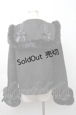 画像2: MA*RS / サイド編み下げ&ファースクエア衿ショートコート  黒 S-25-11-16-028-EL-CO-AS-ZS