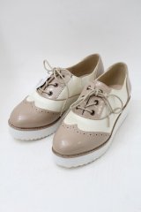 axes femme / ウィングチップ厚底シューズ M ベージュ S-25-11-18-001-AX-SH-HR-ZS