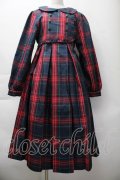 FLC / 皆方由衣コラボ MINA*タータンチェックワンピース L 赤ｘグリーン S-25-11-18-049-LO-OP-HR-ZS