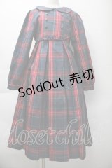 FLC / 皆方由衣コラボ MINA*タータンチェックワンピース L 赤ｘグリーン S-25-11-18-049-LO-OP-HR-ZS