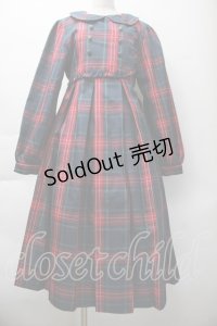 FLC / 皆方由衣コラボ MINA*タータンチェックワンピース L 赤ｘグリーン S-25-11-18-049-LO-OP-HR-ZS