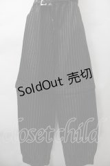 NieR Clothing / ベルト付きストライプパンツ  黒 S-25-11-18-059-PU-PA-HR-ZS