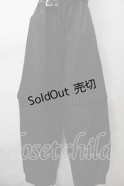 画像1: NieR Clothing / ベルト付きストライプパンツ  黒 S-25-11-18-059-PU-PA-HR-ZS
