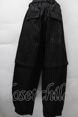 画像2: NieR Clothing / ベルト付きストライプパンツ  黒 S-25-11-18-059-PU-PA-HR-ZS
