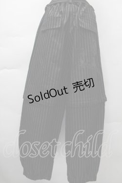 画像2: NieR Clothing / ベルト付きストライプパンツ  黒 S-25-11-18-059-PU-PA-HR-ZS