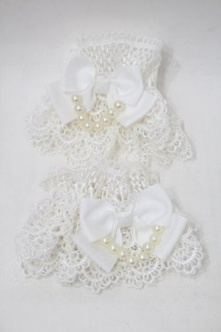 画像1: LOLITA / パールリボンレースお袖とめ  白 S-25-11-18-005-LO-AC-HR-ZS