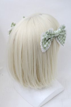 画像2: metamorphose / ギンガムレースリボンコーム  グリーンｘ白 S-25-11-18-009-ME-ZA-HR-ZS