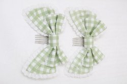 画像3: metamorphose / ギンガムレースリボンコーム  グリーンｘ白 S-25-11-18-009-ME-ZA-HR-ZS