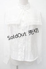 To Alice / セーラー襟サテンブラウス  白 S-25-11-18-017-LO-BL-HR-ZS