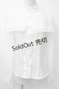 To Alice / セーラー襟サテンブラウス  白 S-25-11-18-017-LO-BL-HR-ZS