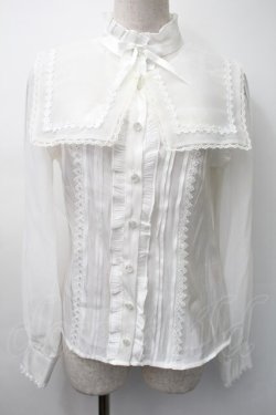 画像1: To Alice / セーラー襟サテンブラウス  白 S-25-11-18-017-LO-BL-HR-ZS