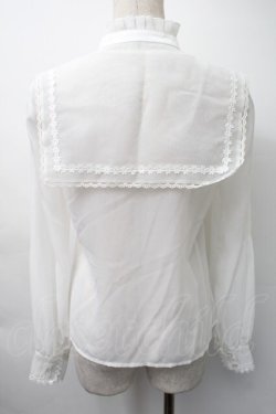 画像2: To Alice / セーラー襟サテンブラウス  白 S-25-11-18-017-LO-BL-HR-ZS