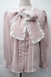 Dear My Love / レースフリルたっぷり上品ボウタイリボンブラウス LL ピンク S-25-11-18-020-EL-BL-HR-ZS