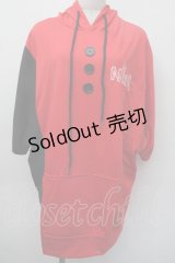 NieR Clothing / 刺繍バイカラープルオーバー  黒ｘ赤 S-25-11-18-025-PU-TO-HR-ZS